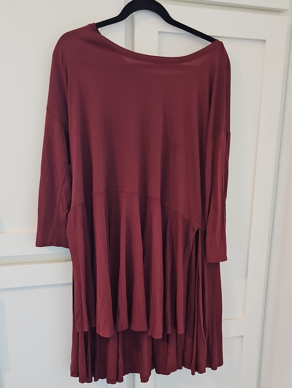 Women's Pleated-Hem Tunic Top in Maroon